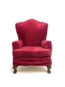 Georgian style wing back upholstered armchair