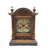 Late 19th century walnut architectural cased mantel clock