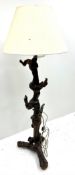 Naturalistic root wood standard lamp with shade