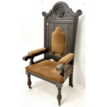 Late 19th century oak throne chair