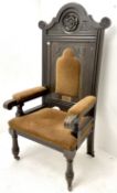 Late 19th century oak throne chair