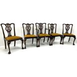 Set five (4+1) Georgian style mahogany framed dining chairs