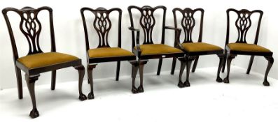 Set five (4+1) Georgian style mahogany framed dining chairs