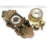 Late 20th century 'Smiths' brass bulk head type clock and a late 20th century Dutch style figural wa