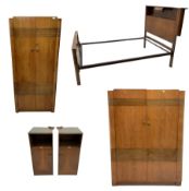 Art Deco bedroom suite consisting of a walnut double wardrobe