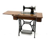 Early 20th century oak and cast iron framed Singer sewing machine