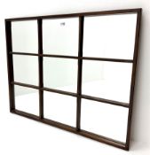 Nine panel mahogany framed mirror