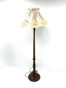 Oak standard lamp with fabric shade