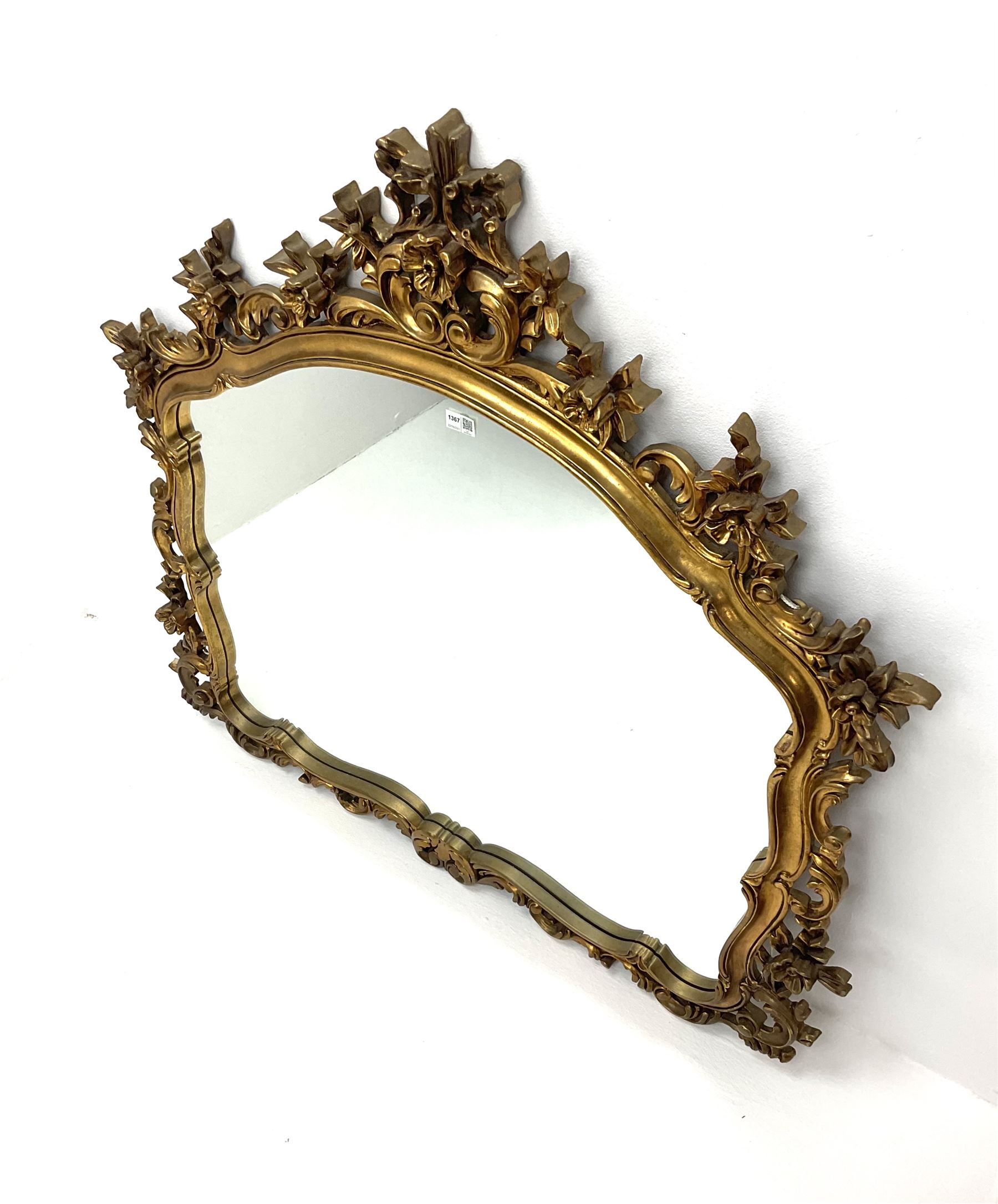 Chippendale style ornate gilt framed over mantle mirror