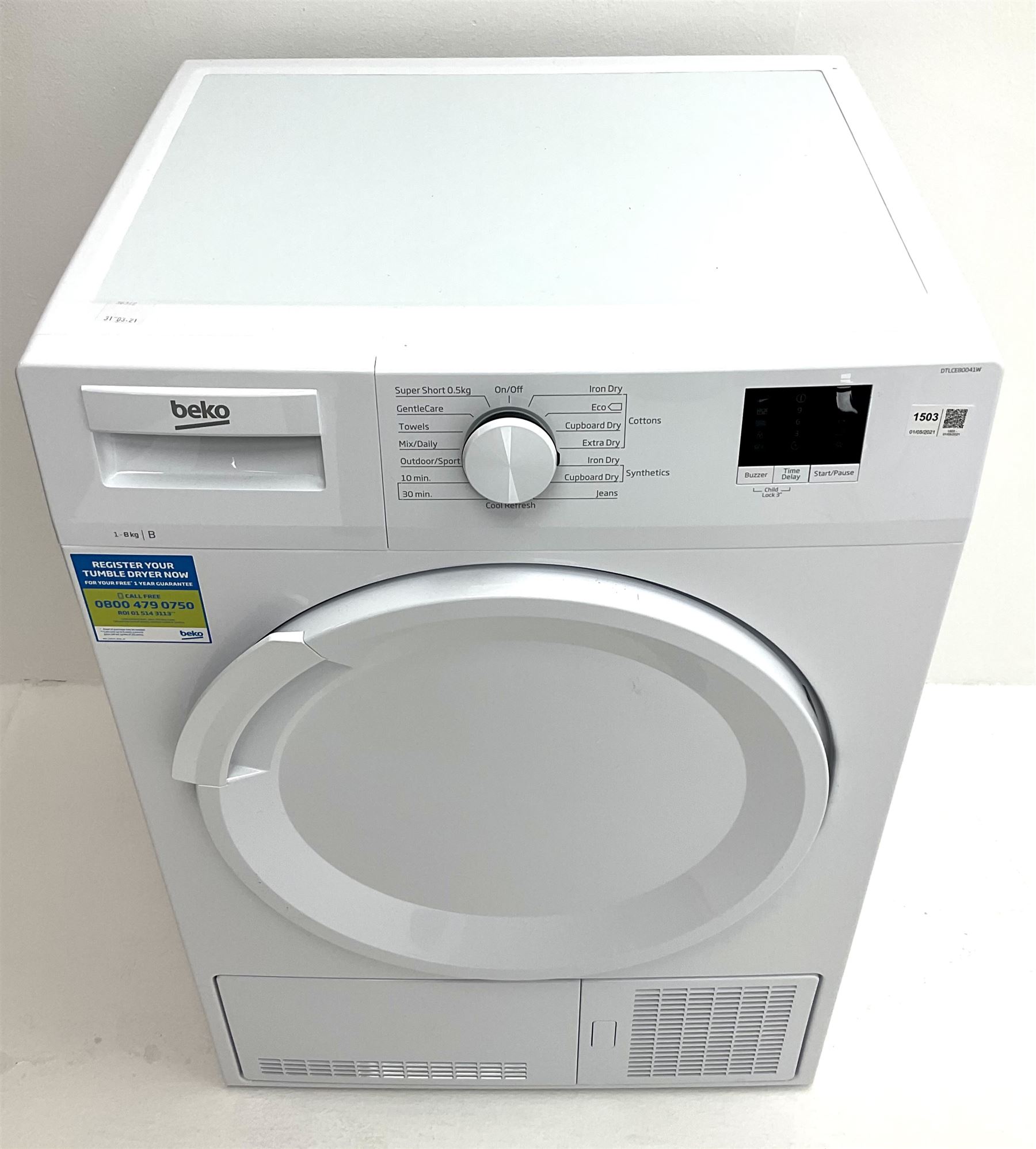 Beko DTLCE80041W tumble dryer - Image 2 of 2