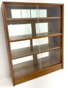 20th century mahogany display cabinet four sliding glazed doors enclosing three shelves