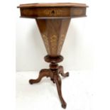 Victorian walnut and marquetry trumpet work table