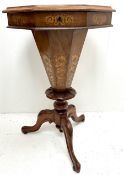 Victorian walnut and marquetry trumpet work table