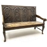 Victorian oak settle