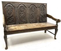 Victorian oak settle