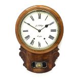 19th century mahogany cased drop dial wall clock