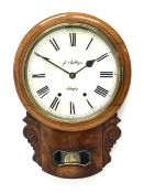 19th century mahogany cased drop dial wall clock