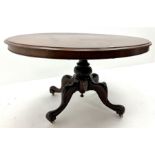 Victorian walnut oval loo table