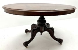 Victorian walnut oval loo table