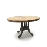Victorian inlaid walnut oval loo table