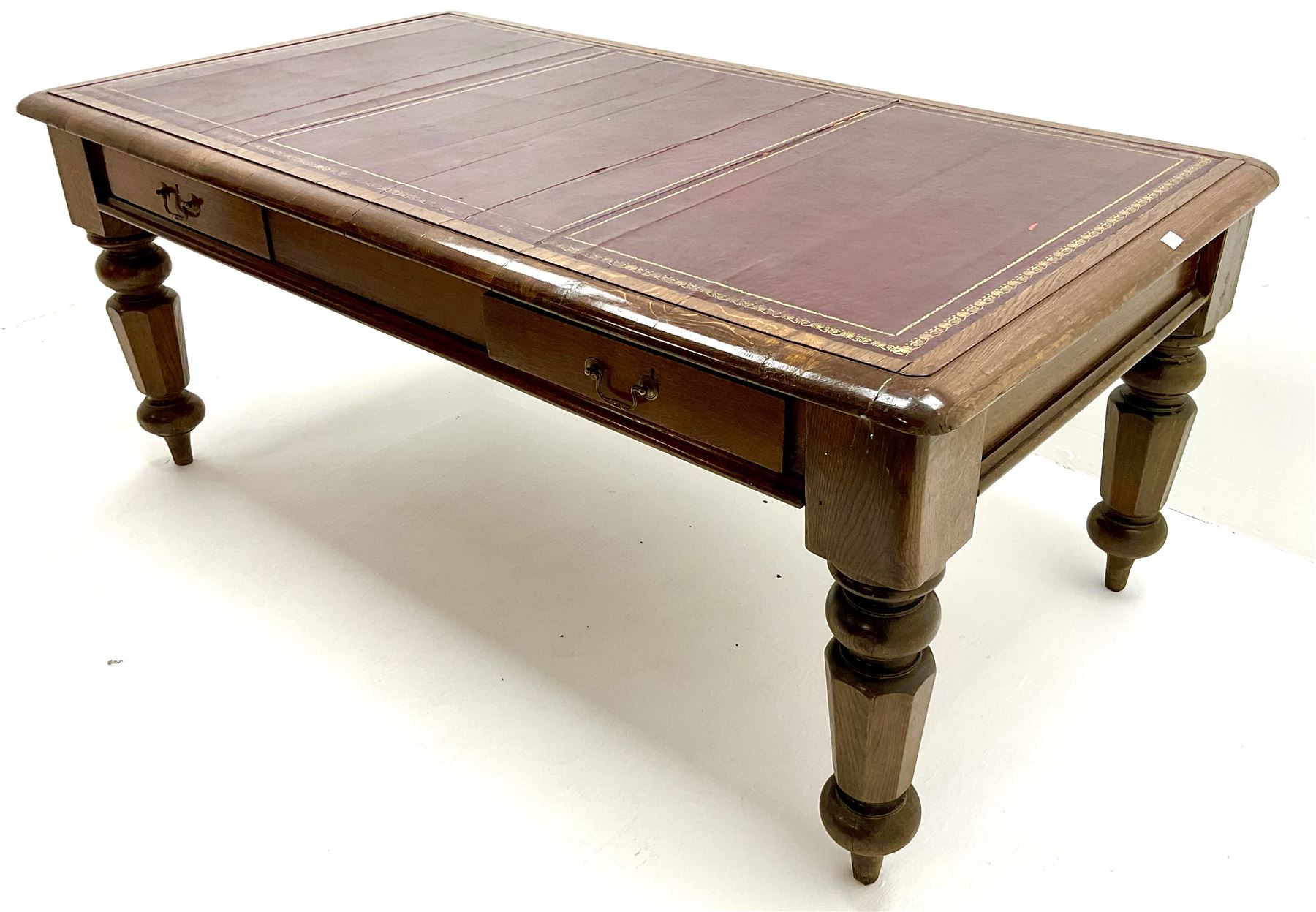 Victorian oak library table