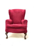 Georgian style wing back upholstered armchair