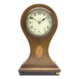 Edwardian mahogany balloon mantel clock timepiece