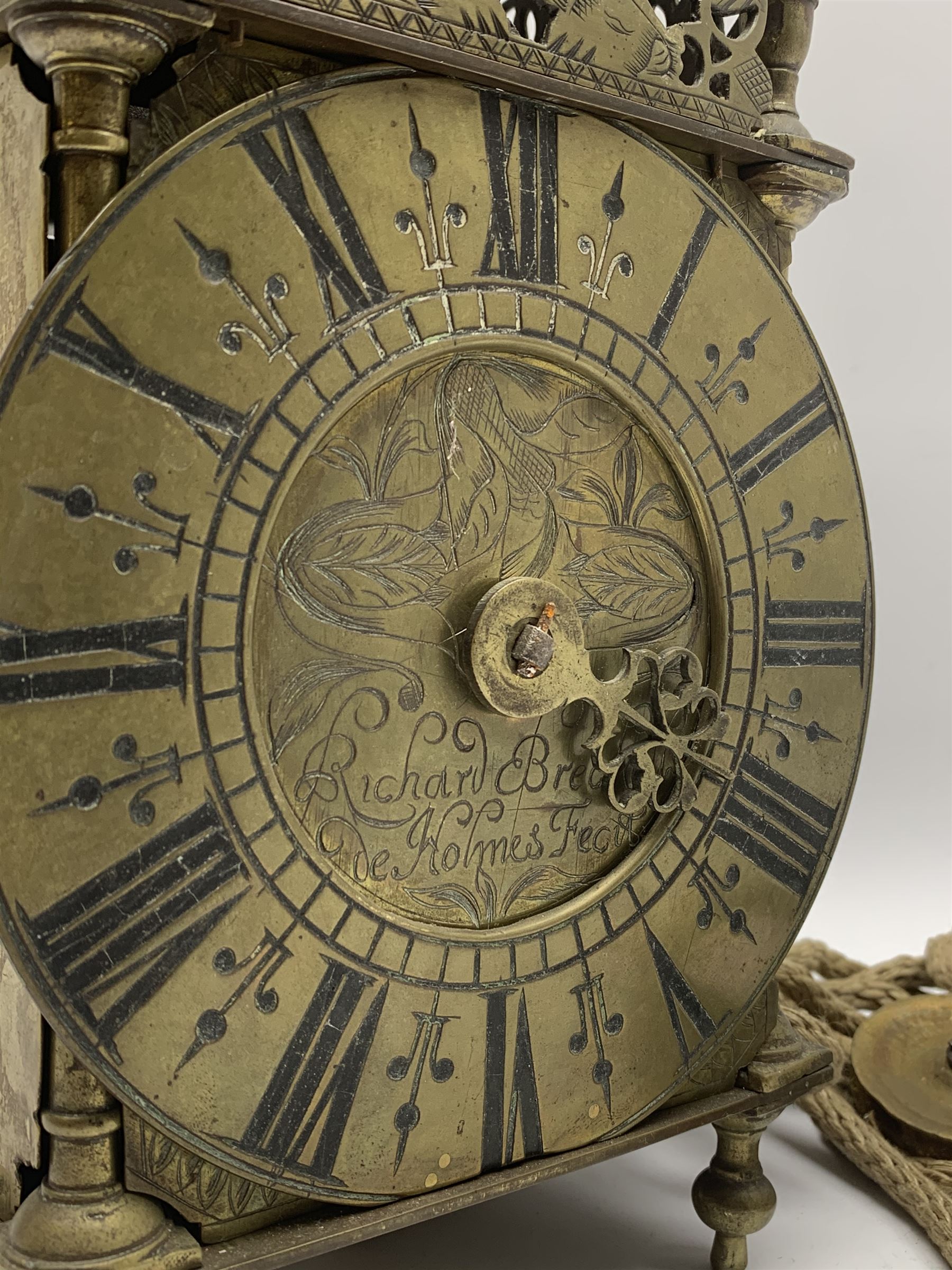 Brass lantern clock - Image 2 of 10