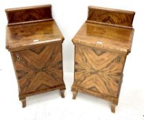 Pair of Art Deco walnut bedside cabinets