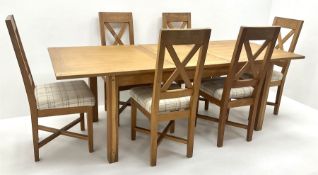 Light oak rectangular extending dining table