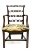 Chippendale style ladder back armchair