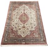 Finely knotted Persian Qom silk rug