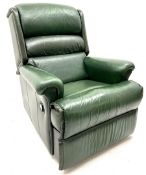 Reclining armchair upholstered in British racing green leather