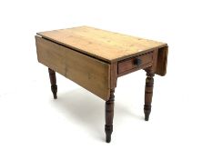 Victorian stained and polished pine drop leaf kitchen table