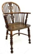 19th century yew and elm low back Windsor chair