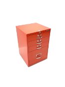 Red Bisley four drawer filing cabinet