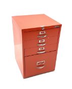 Red Bisley four drawer filing cabinet