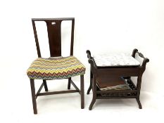 Single mahogany framed dining chair upholstered in patterned fabric (W57cm)