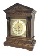 Late 19th century walnut architectural cased bracket clock
