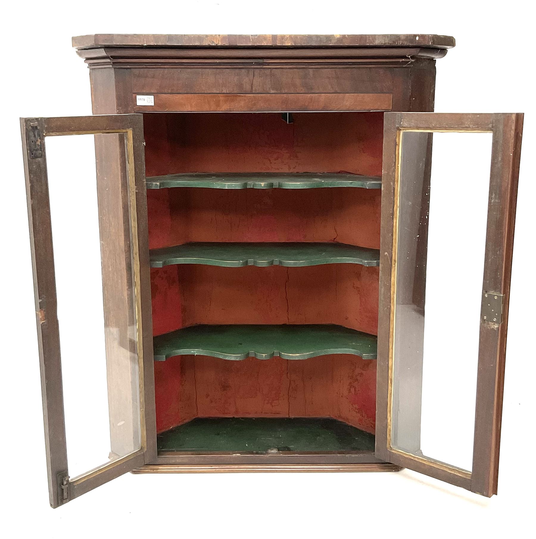 19th century mahogany hanging corner cabinet - Image 2 of 3