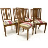 Set of six early 20th century oak dining chairs