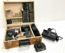 Erbauer ER1619COM and ER16921PD-B drill driver set and two chargers