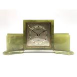 Mid to late 20th century green onyx mantel clock timepiece by 'Elliot'