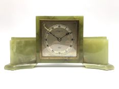 Mid to late 20th century green onyx mantel clock timepiece by 'Elliot'