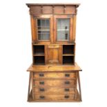 Arts & Crafts oak cabinet on chest