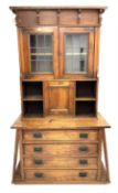 Arts & Crafts oak cabinet on chest