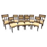 Set ten (8+2) late Victorian walnut dining chairs