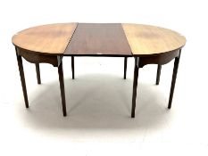Mahogany circular dining table consisting of two d-end demi-lune side/console table