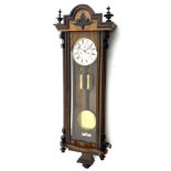 Late 19th century Vienna style wall clock in walnut and ebonised case
