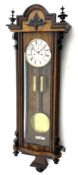 Late 19th century Vienna style wall clock in walnut and ebonised case